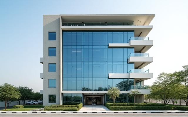 Exterior view of the office building in Victoria Island, Lagos