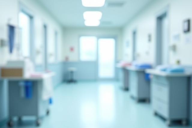 Clean and sterile hospital room with medical equipment, disinfected surfaces